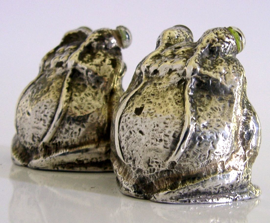 Cast 160g Sterling Silver Frog Salt & Pepper Cruet Set 2003 Novelty photo 545.0