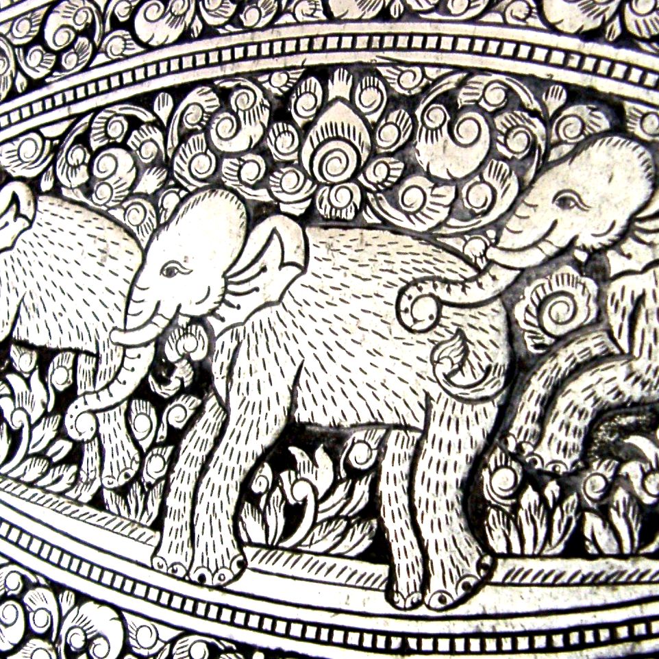 212g Anglo Indian Ceylon Solid Silver Dish Tray C1920 Antique Elephants photo furniture