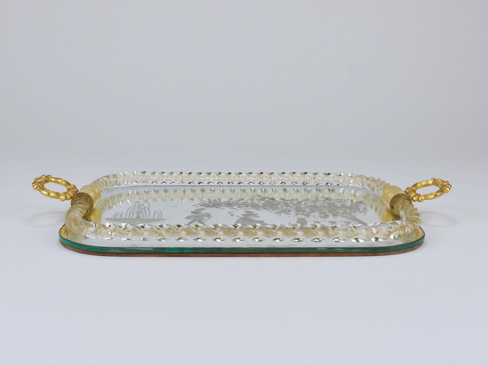 Ercole Barovier Swirl Murano Glazen Spiegel Serveerschaal, Venetië, jaren 1940 photo Woonaccessoires