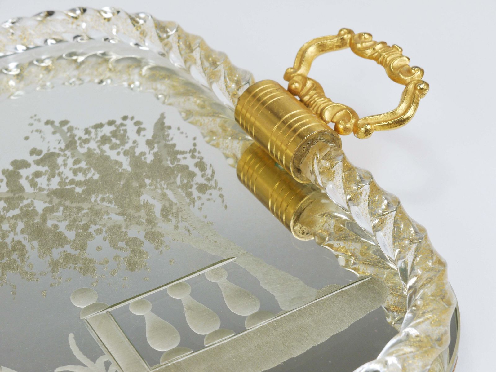 640.0 Ercole Barovier Swirl Murano Glazen Spiegel Serveerschaal, Venetië, jaren 1940 photo