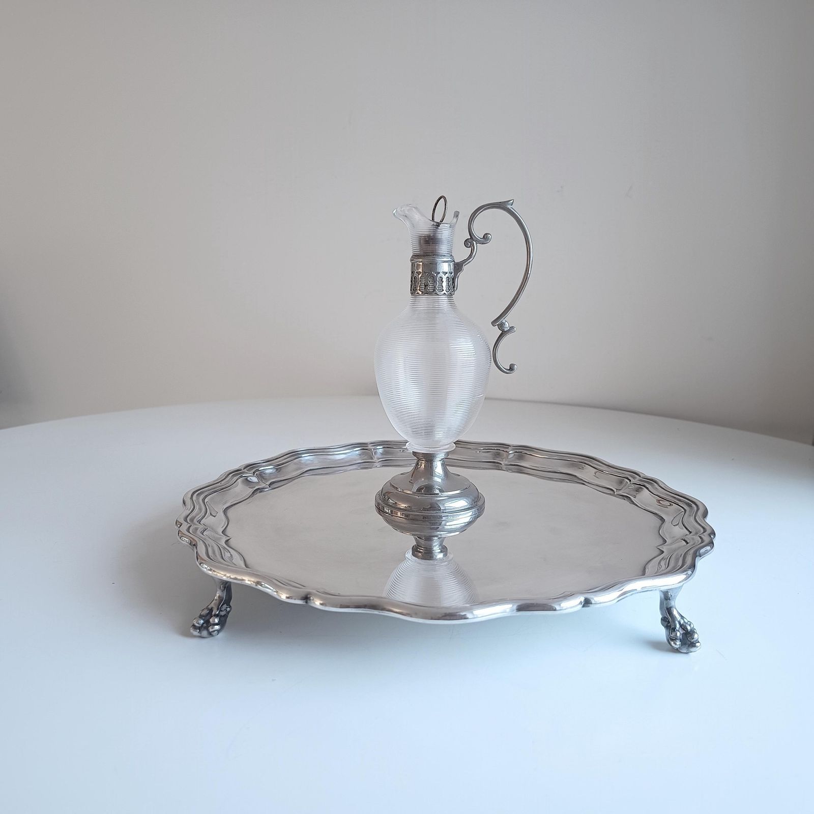 photo buy Vintage James Dixon Georgian Style Silver Plated Footed Salver / Tray, Claw Feet