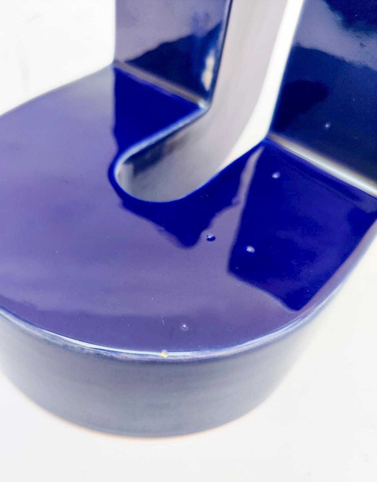 Lesa Ceramiche Blue Vintage Space Age Pop Art 2 Mouth Mangiarotti Era Ceramic Vase photo 214.0
