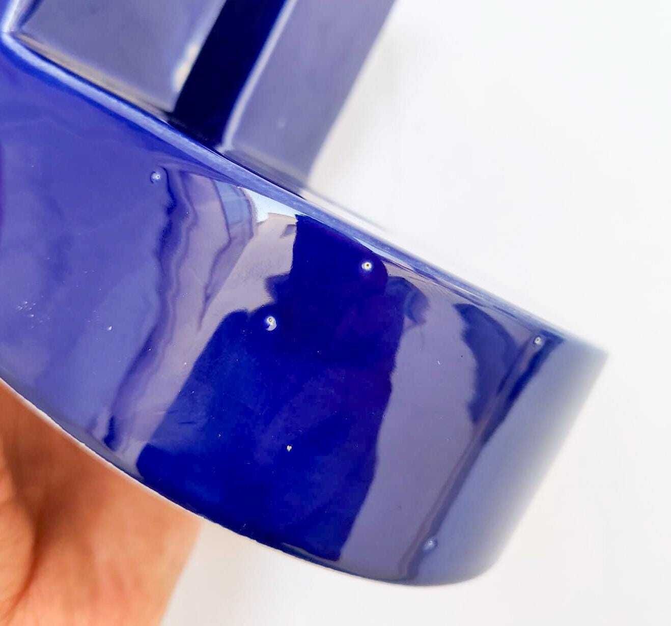Vase en céramique Lesa Ceramiche bleu vintage Space Age Pop Art, 2 bouches, dans l'esprit de Mangiarotti photo vinterior