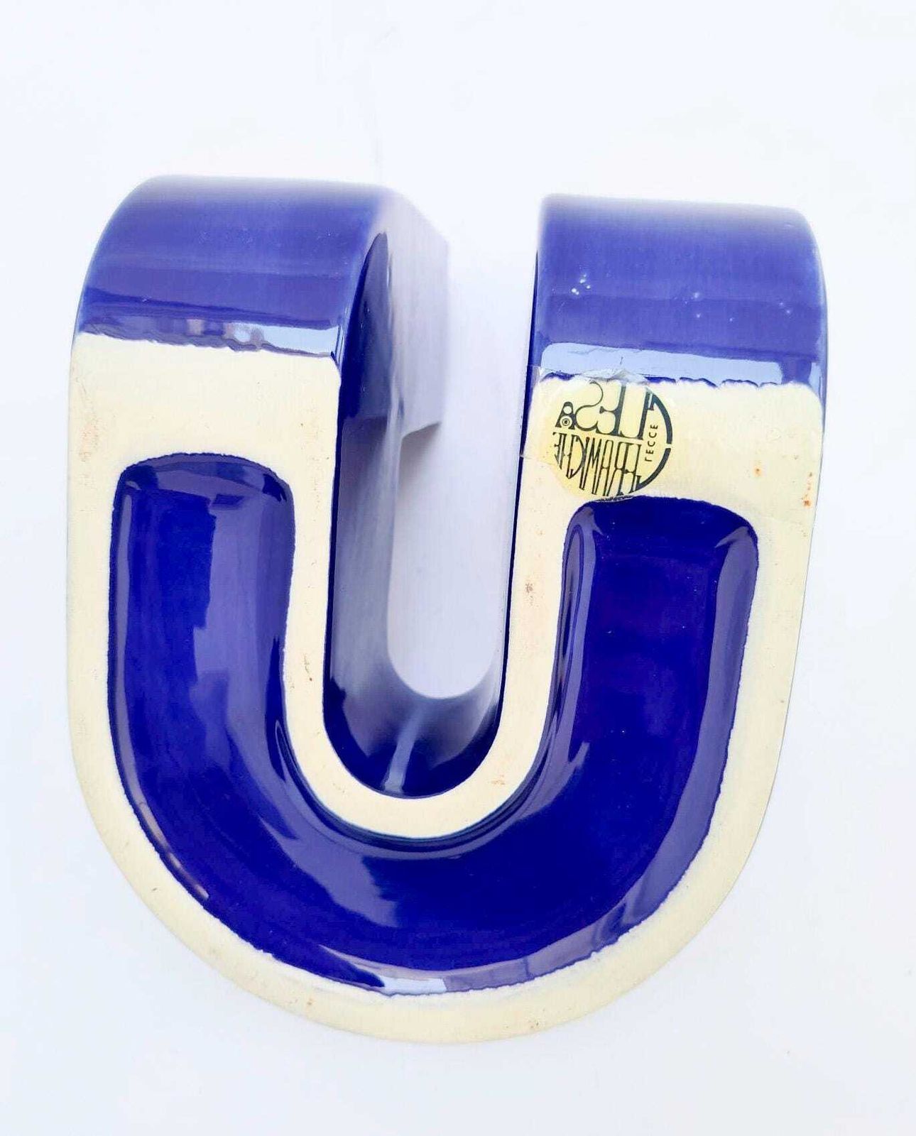 Vase en céramique Lesa Ceramiche bleu vintage Space Age Pop Art, 2 bouches, dans l'esprit de Mangiarotti photo vintage