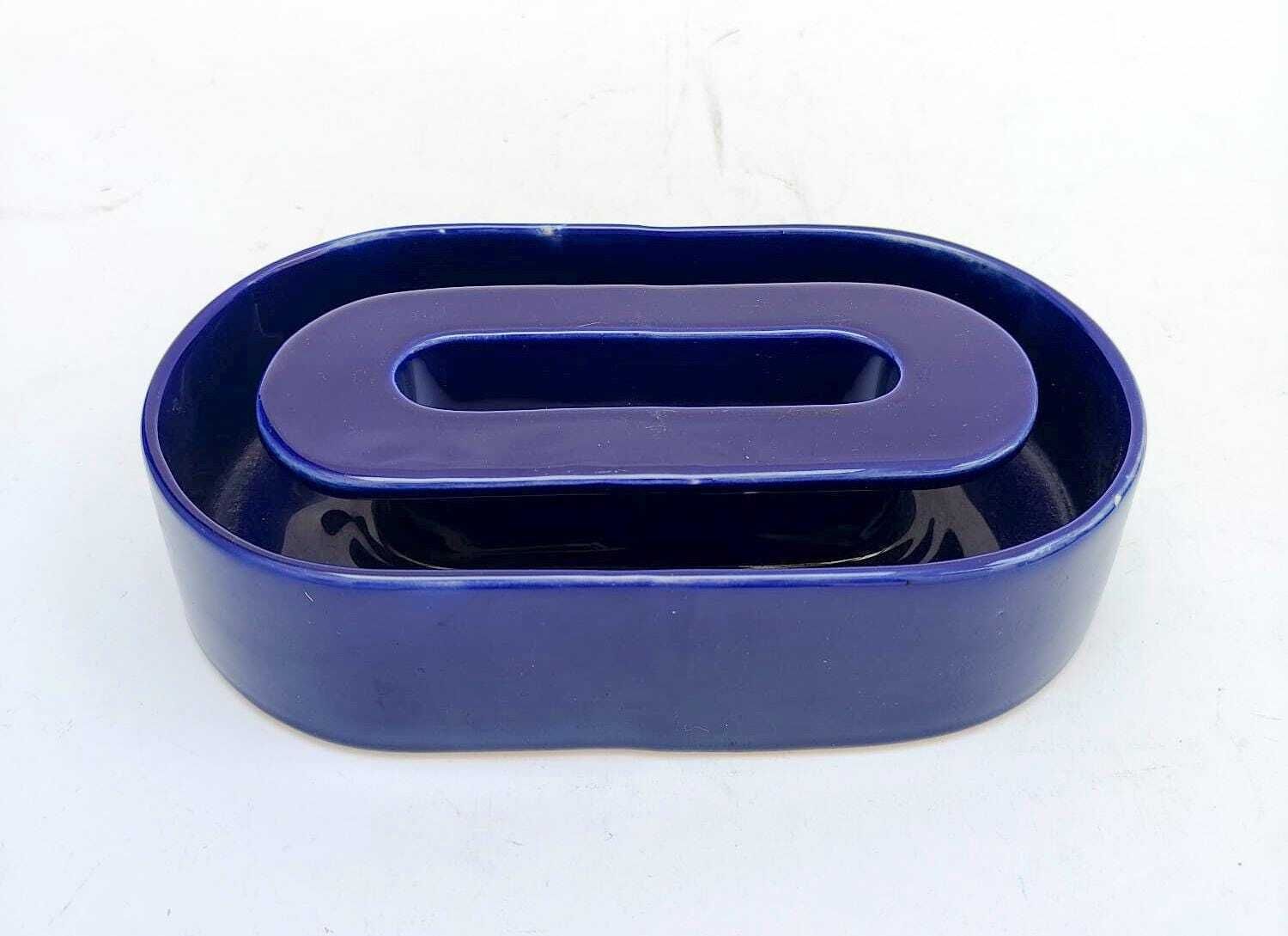 Blauwe keramische vaas - Lesa Ceramiche - Vintage Space Age Design - jaren '70 - Mangiarotti-era