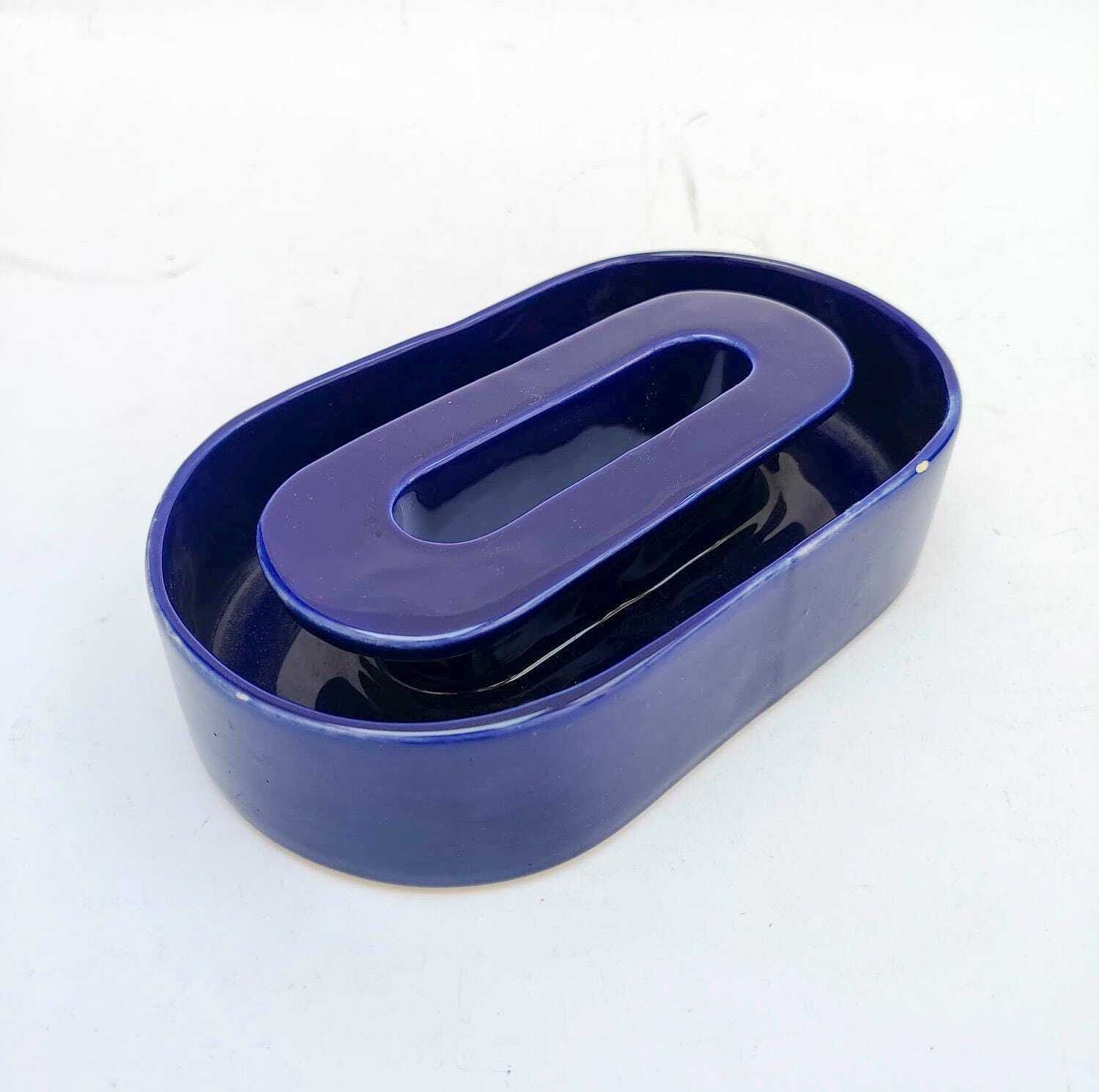 Blauwe keramische vaas - Lesa Ceramiche - Vintage Space Age Design - jaren '70 - Mangiarotti-era photo Woonaccessoires