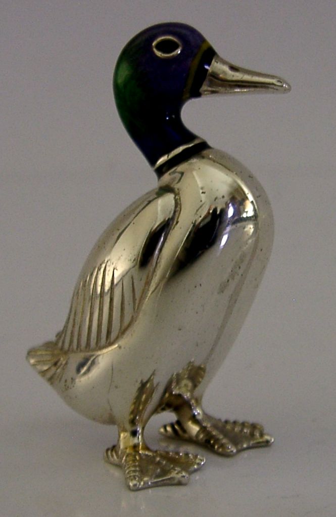 Zilveren Emaille Eend Figuur in Sterling Zilver 2001 Saturno photo Kunst