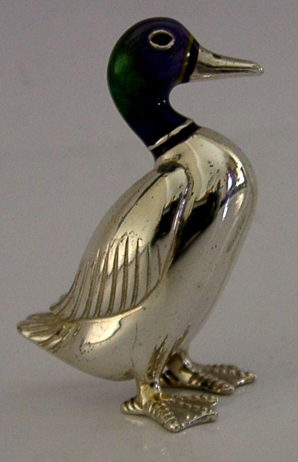 Zilveren Emaille Eend Figuur in Sterling Zilver 2001 Saturno photo 155.0