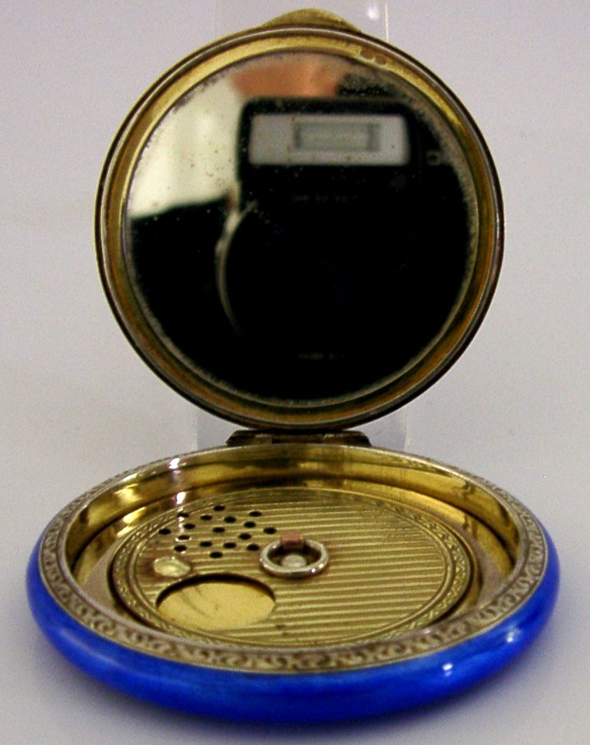 Antiek Sterling Zilveren Email Compact 1927, Handgeschilderd photo vintage