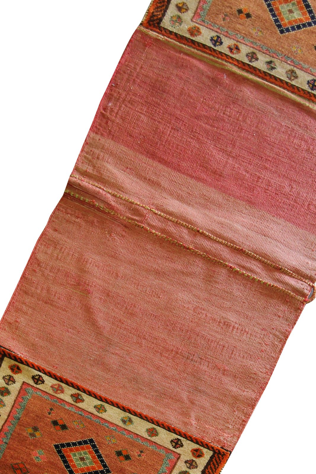 Handwoven Oriental Saddle Bag, Collectable Pink Red Wool Khorjin Rug photo for sale