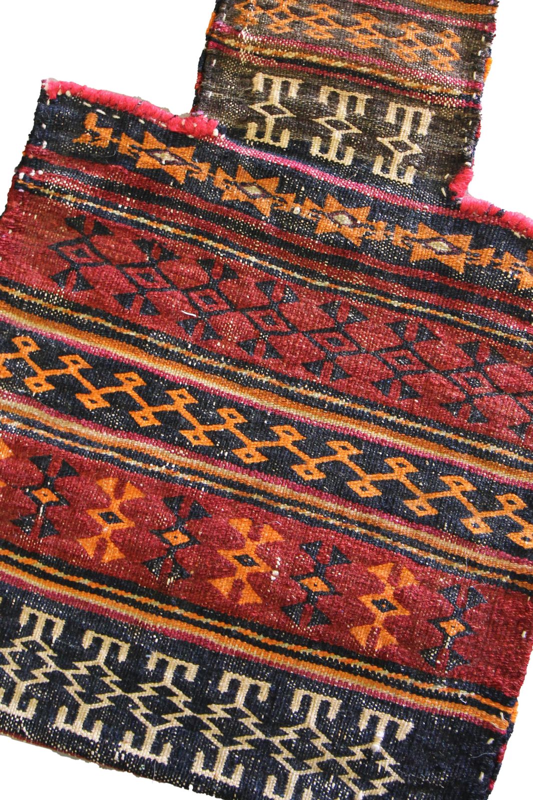 Sac à sel d'époque, tapis oriental tissé à la main, laine bleue et rouge photo furniture