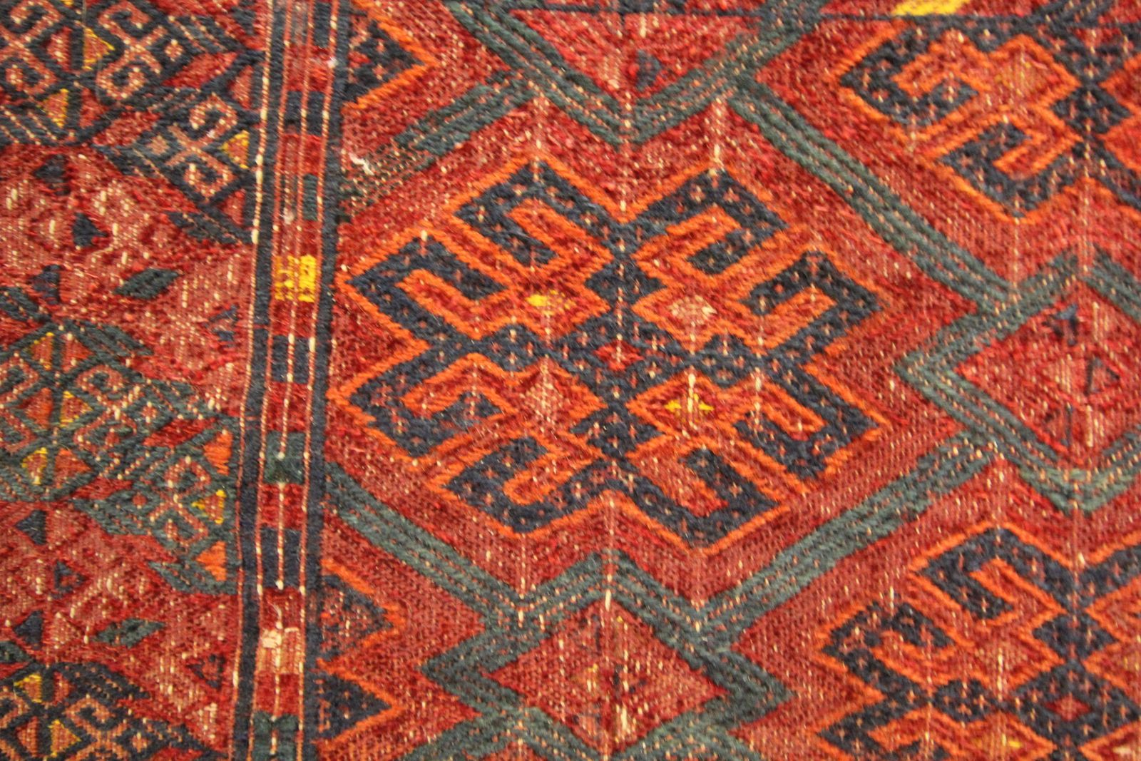 Red Blue Antique Wool Rug Handwoven Oriental Geometric Area Rug photo Textiles