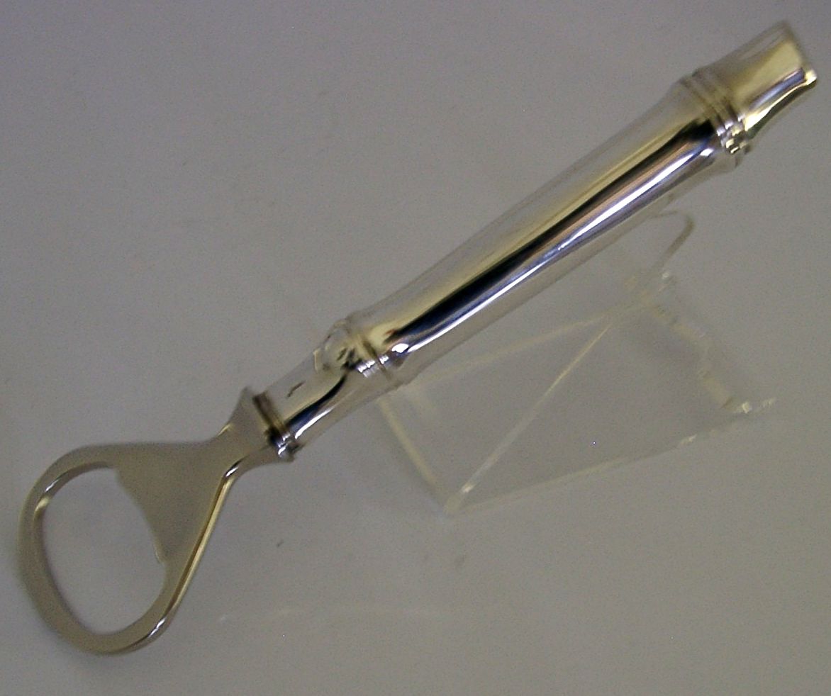 Décapsuleur à manche en argent massif sterling, poinçonné 925, designer italien, vers 1980, 54 g photo Décoration