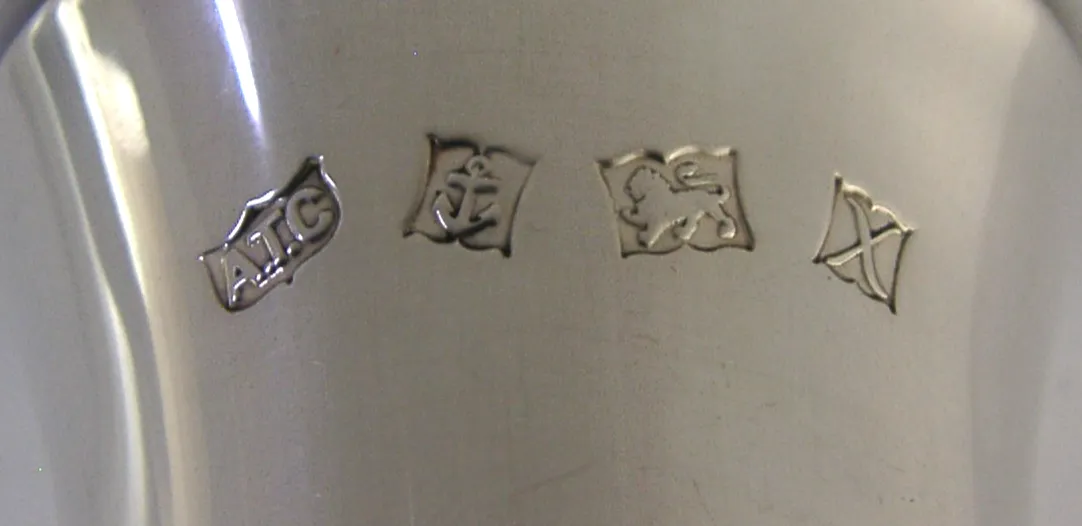 Gobelet calice mid-century modern en argent massif sterling 106 g, 1972, art de la table photo vinterior