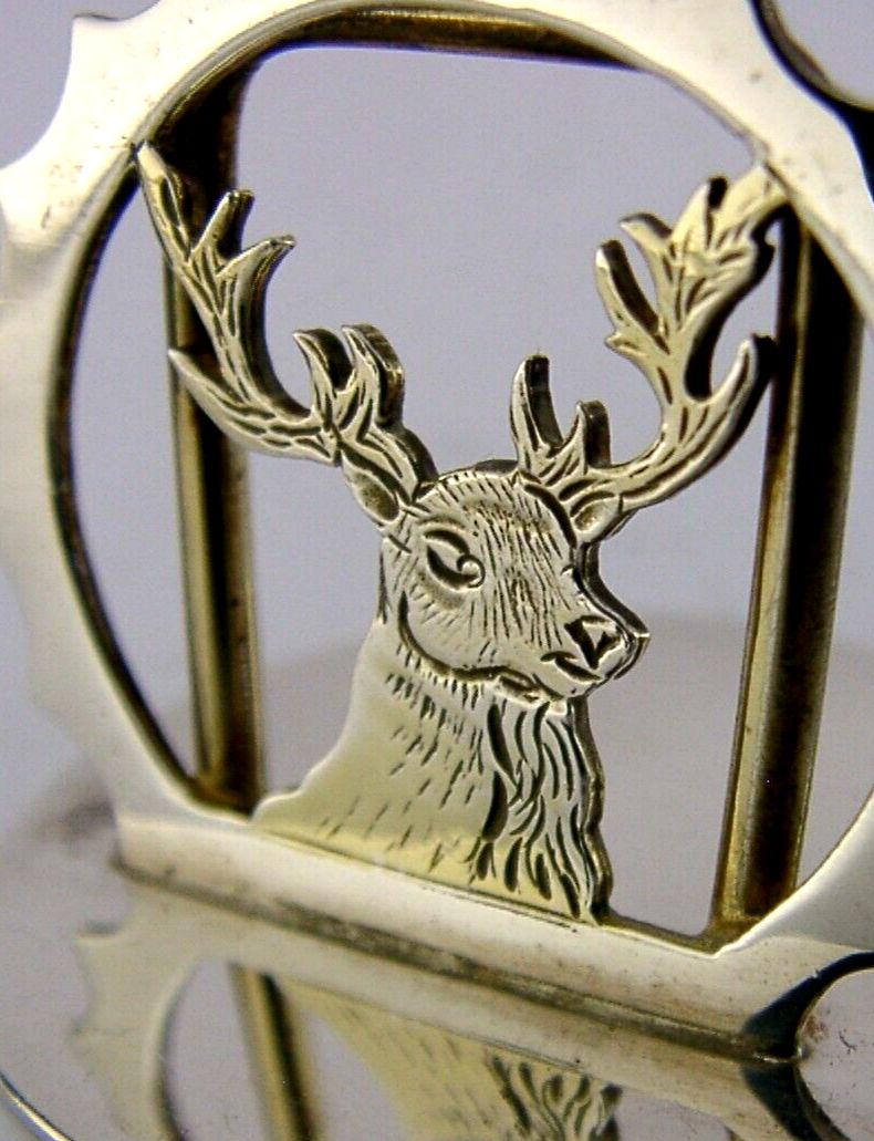 Porte-menu en argent sterling anglais, cerf, chasse, 1989