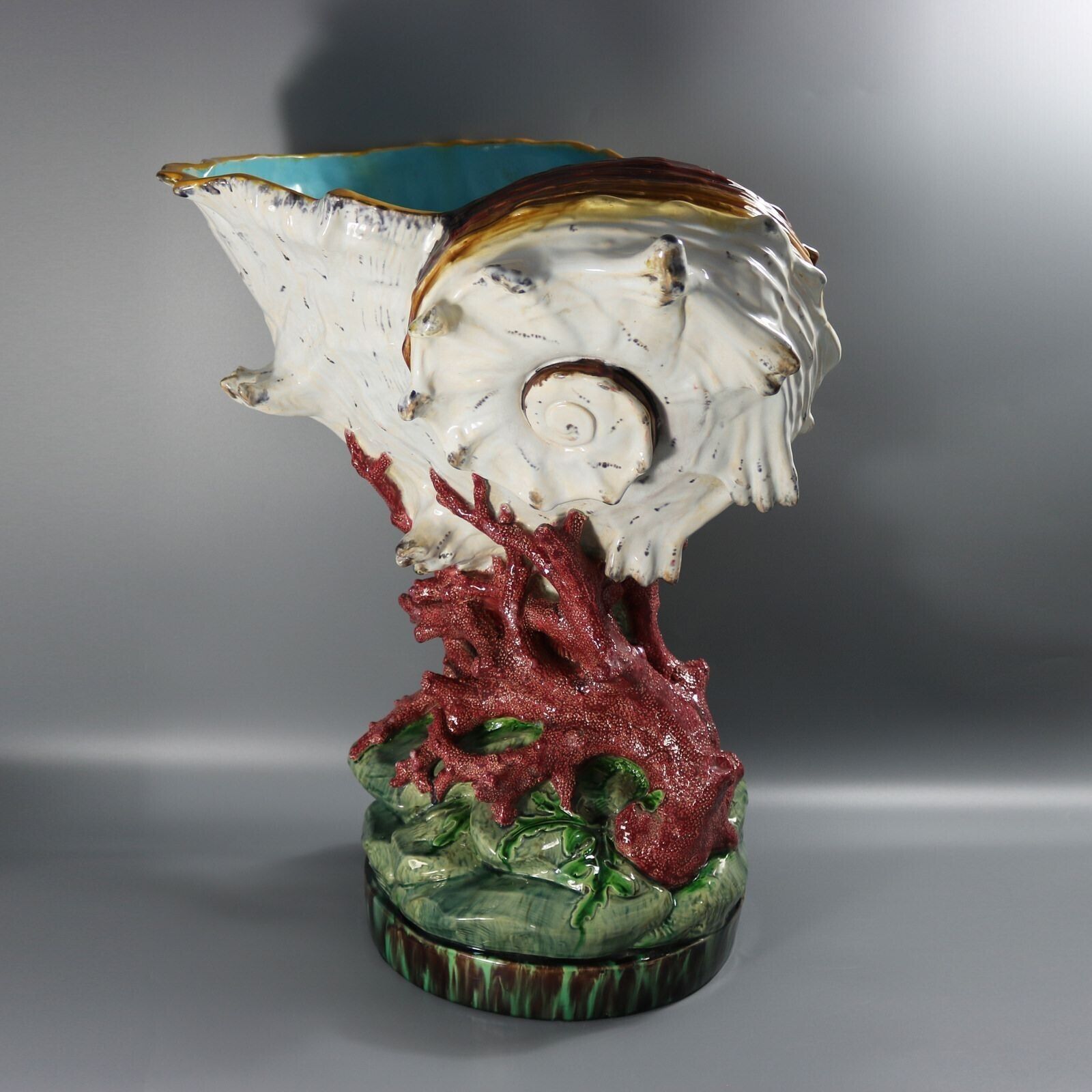 Monumental Minton Majolica Conch Shell Jardinière photo furniture