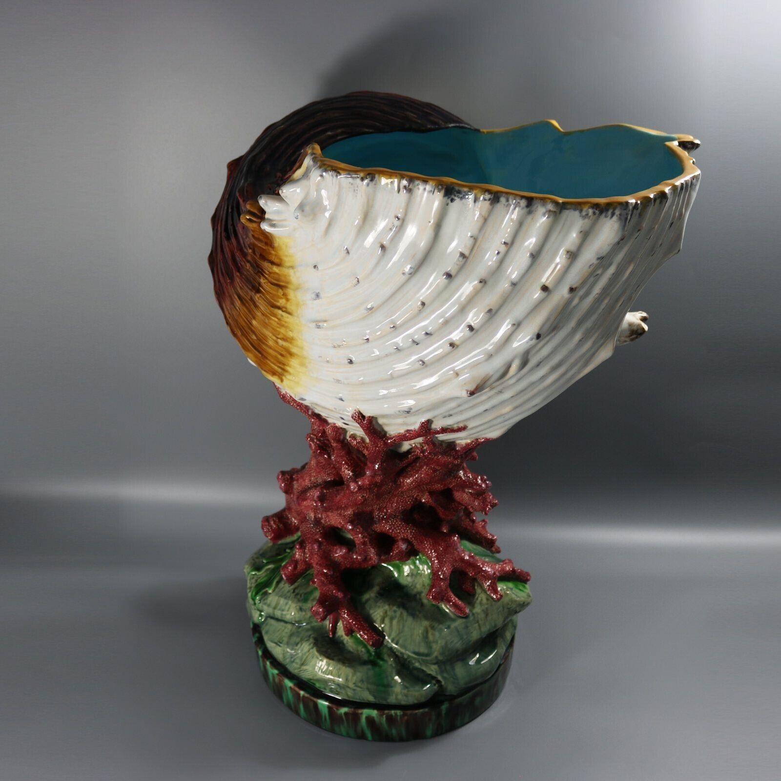 Monumental Minton Majolica Conch Shell Jardinière photo vinterior