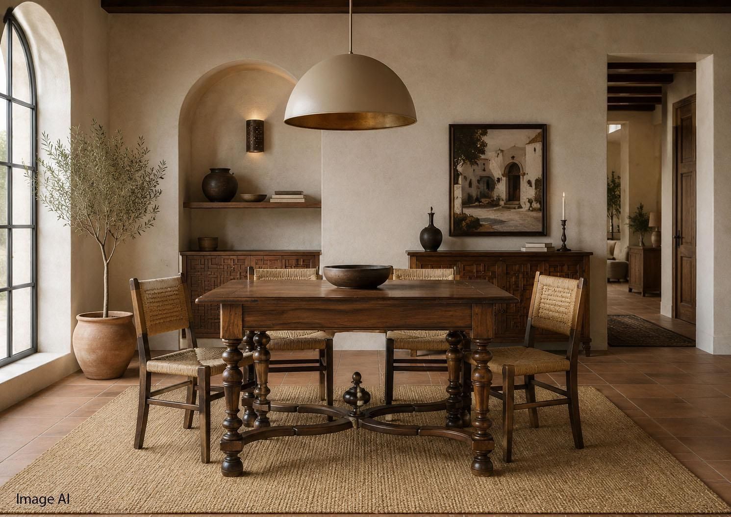 photo vintage Table carrée en chêne de style Louis XIII à entretoise en X, fin du XIXe siècle