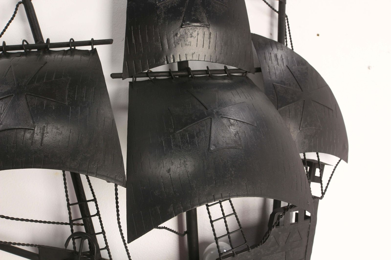 Vintage Wall Light Sconce Iron Style Maltese Cross Boat, Circa 1960 photo vinterior