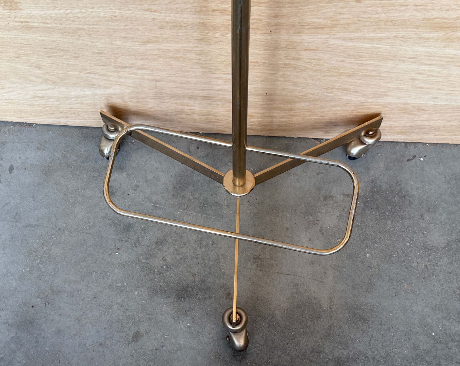 photo for sale Vintage Brass & Walnut Gentleman's Valet Stand With Drawer And Trouser Rack