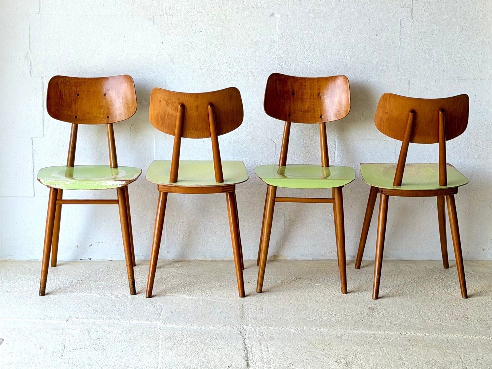 photo vintage Bistrostoelen van Ton, 1960, set van 4