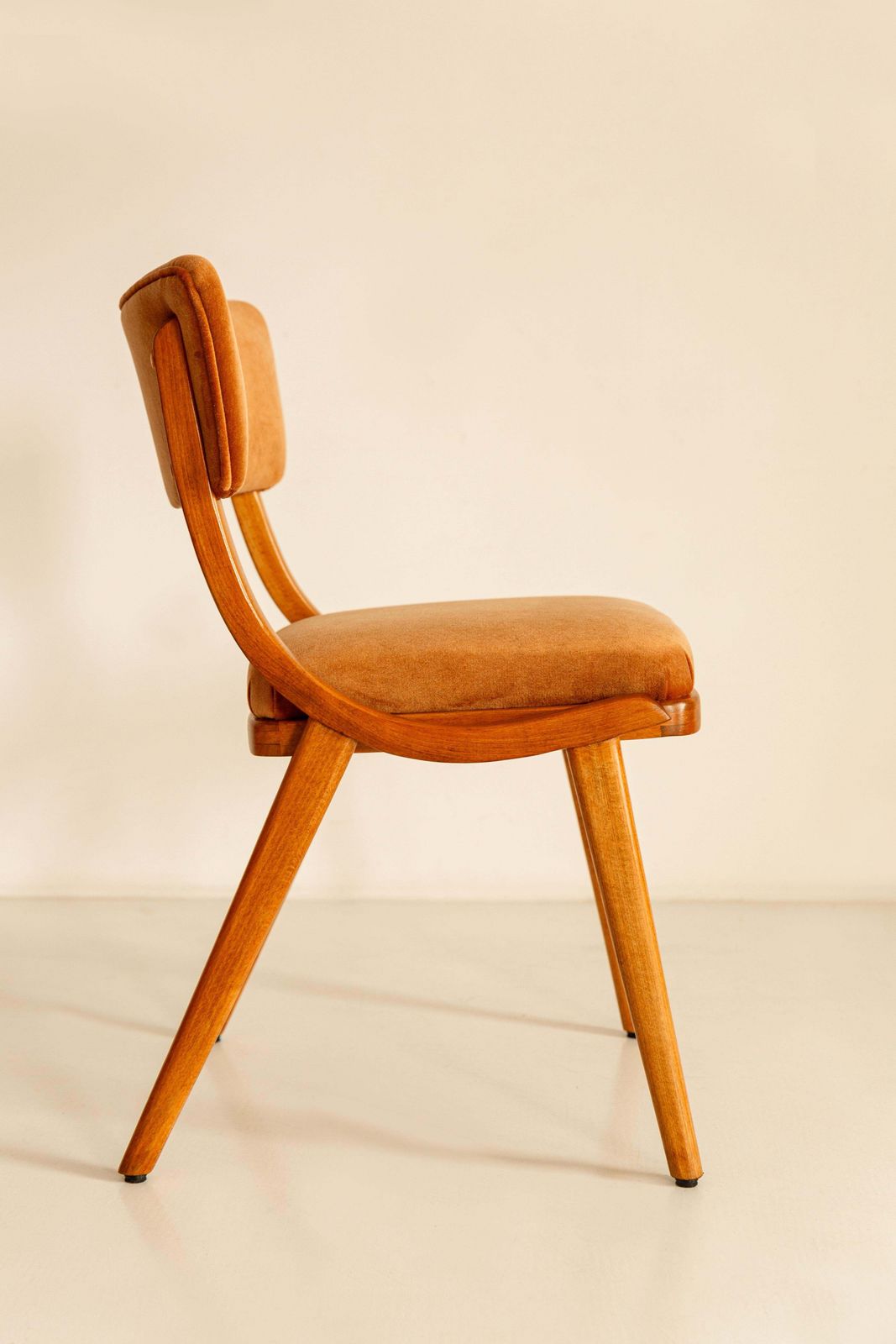 Mid Century Modern Bumerang Chair, Rust Velvet, Poland, 1960s photo Furniture