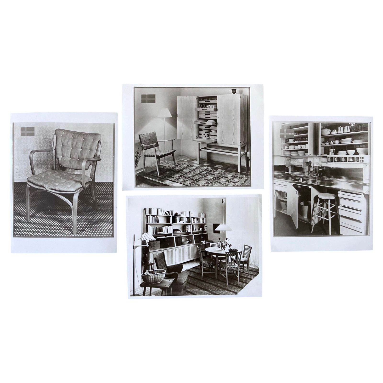 Set foto's van interieur, Scandinavisch meubilair, Zweden