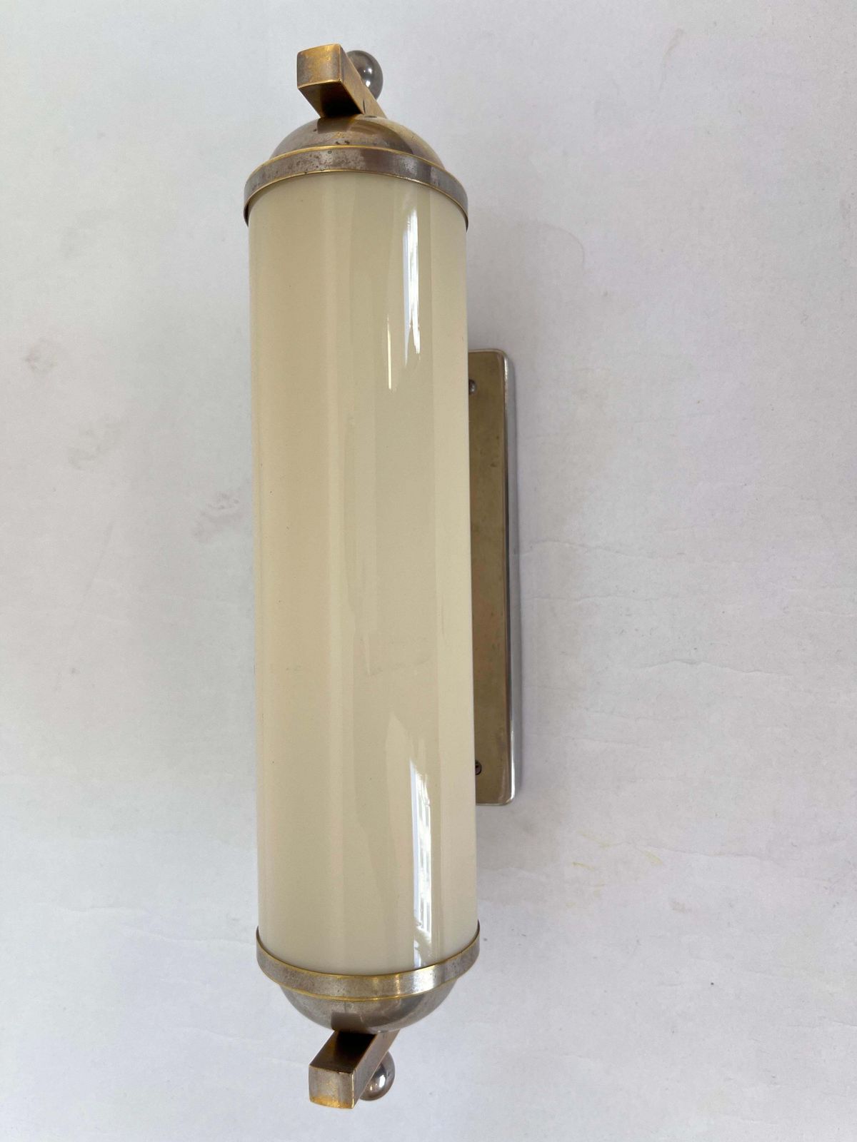Bauhaus chromen wandlamp met glas, jaren 1930, Tsjecho-Slowakije photo vintage