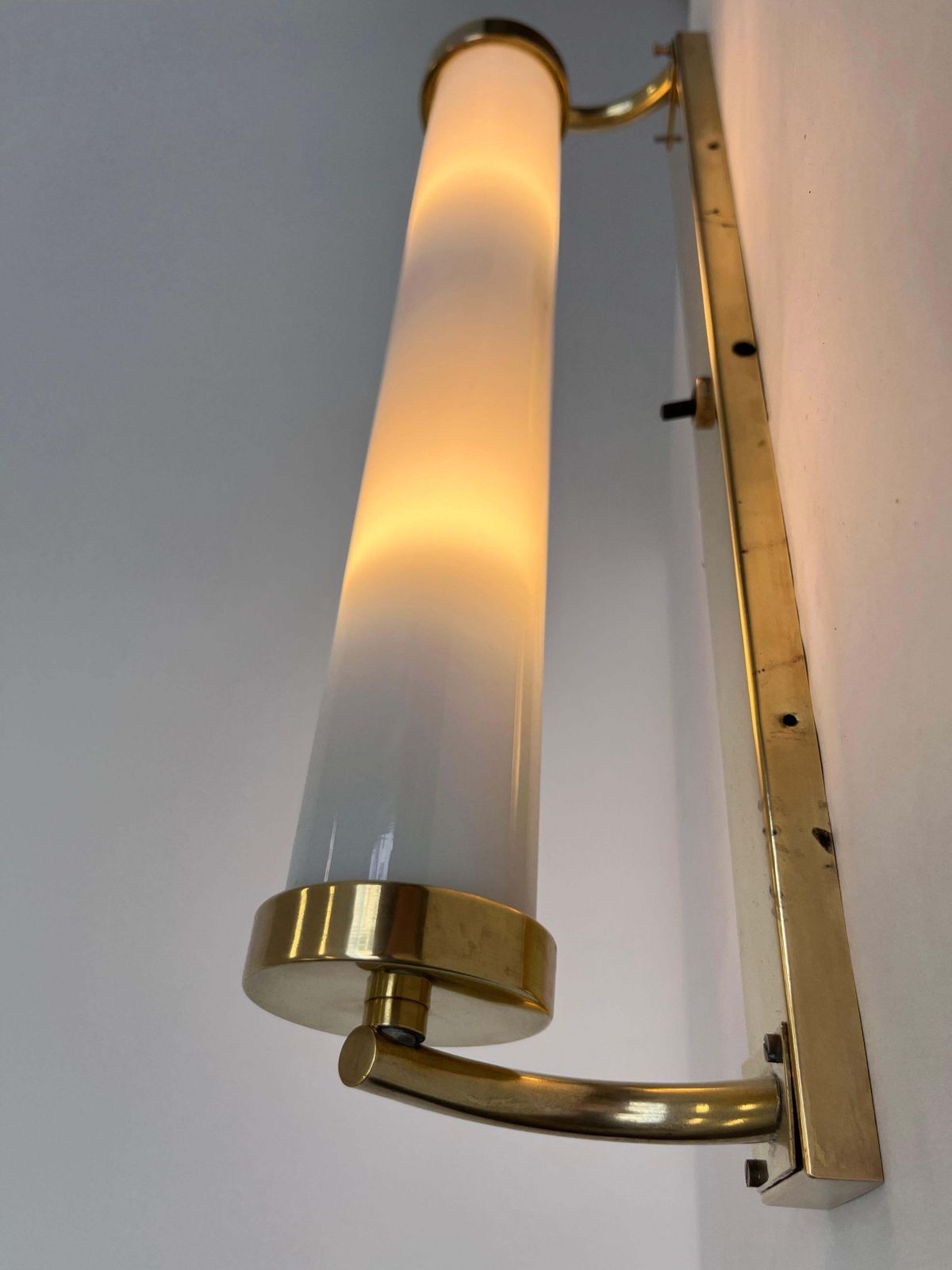 Xxl Bauhaus Brass And Glass Wall Lamp, 1930s   Czechoslovakia photo Lighting