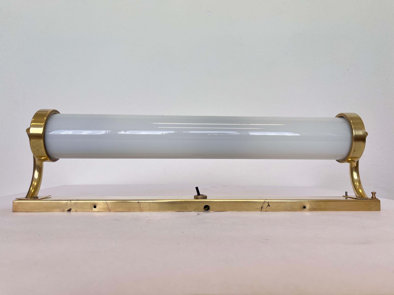 Xxl Bauhaus Brass And Glass Wall Lamp, 1930s   Czechoslovakia photo 551.0