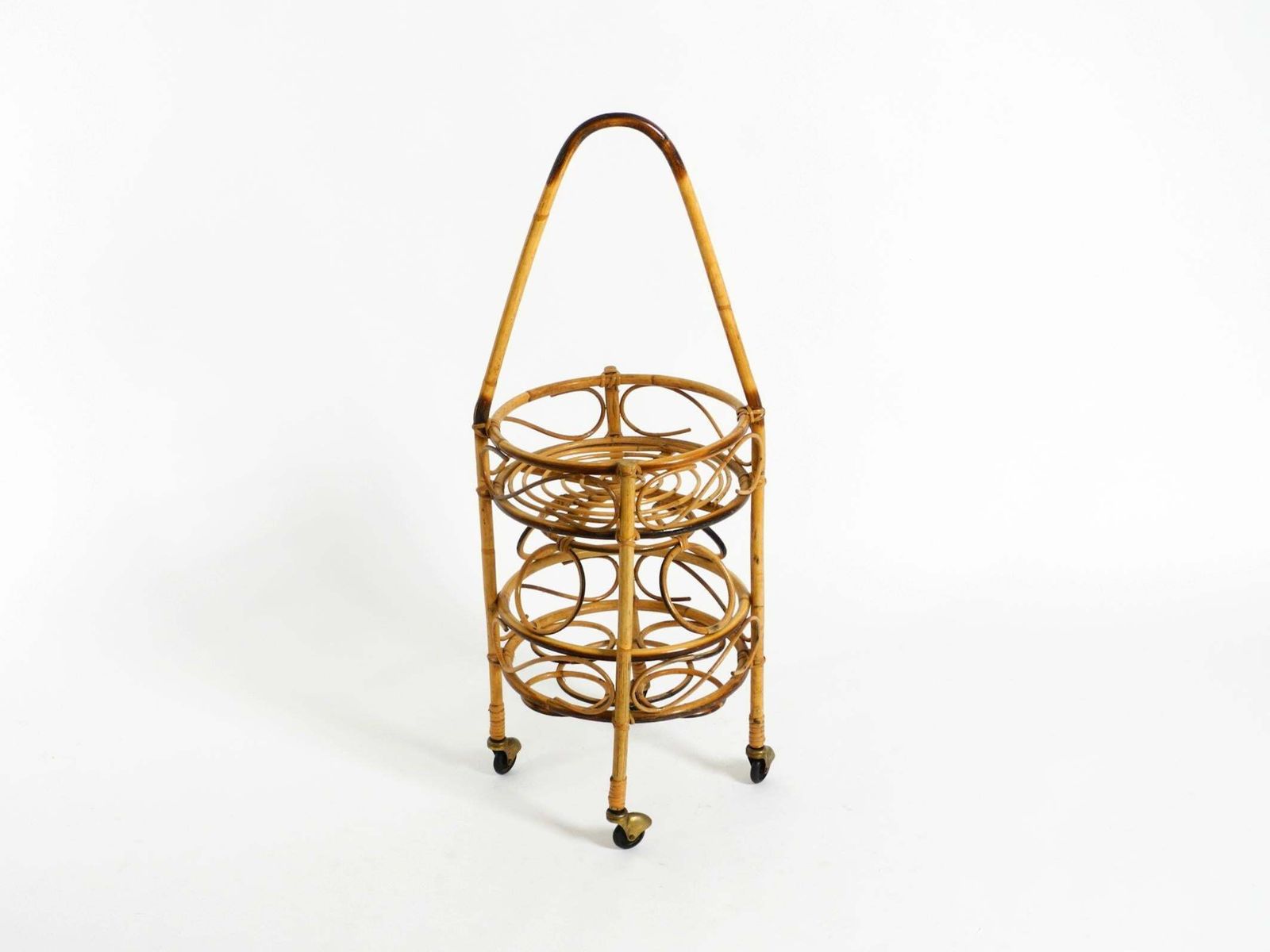 Italiaanse Mid-Century Bamboebar en Serveertrolley op Wielen photo Meubels