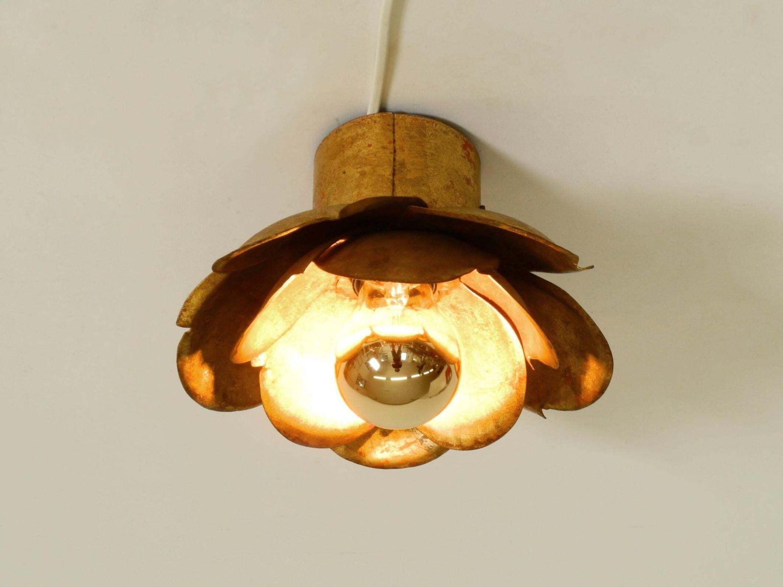 Lighting Beautiful, Large Gilded Wall Lamp, "Water Lily" Italy, 1960s photo