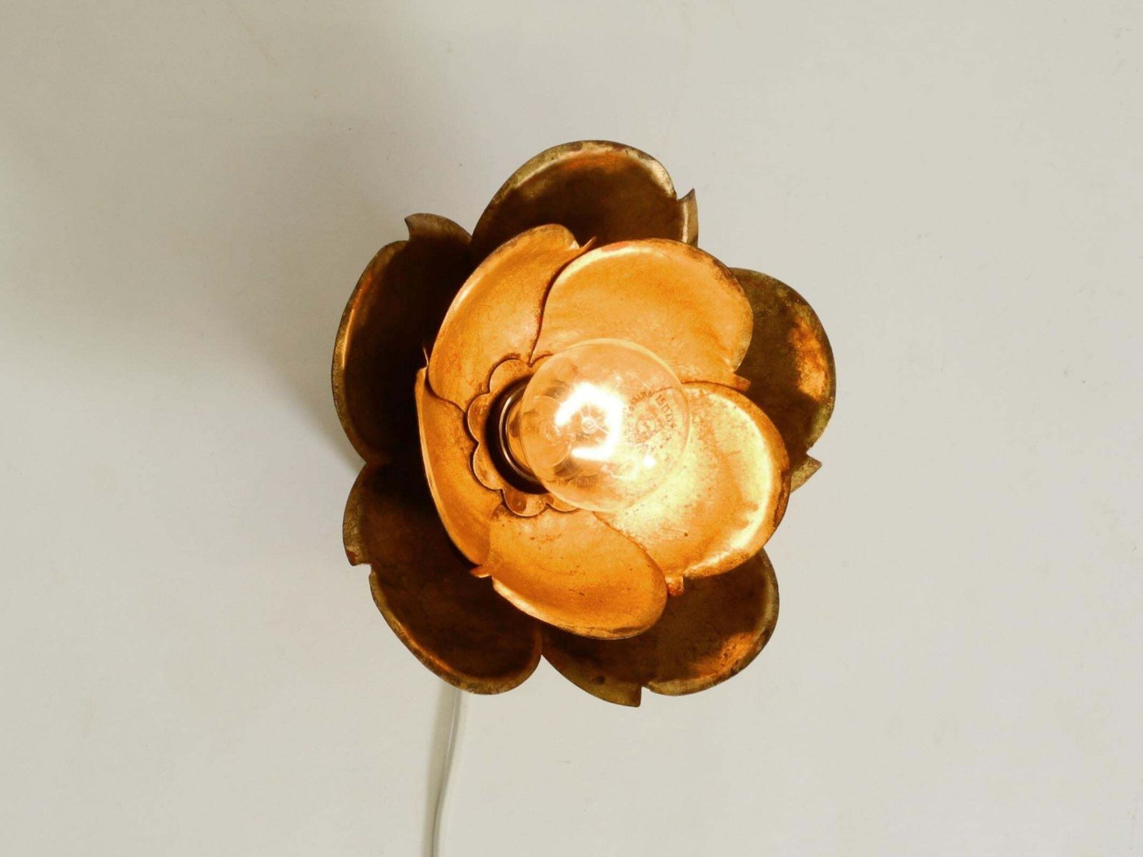 photo buy Beautiful, Large Gilded Wall Lamp, "Water Lily" Italy, 1960s