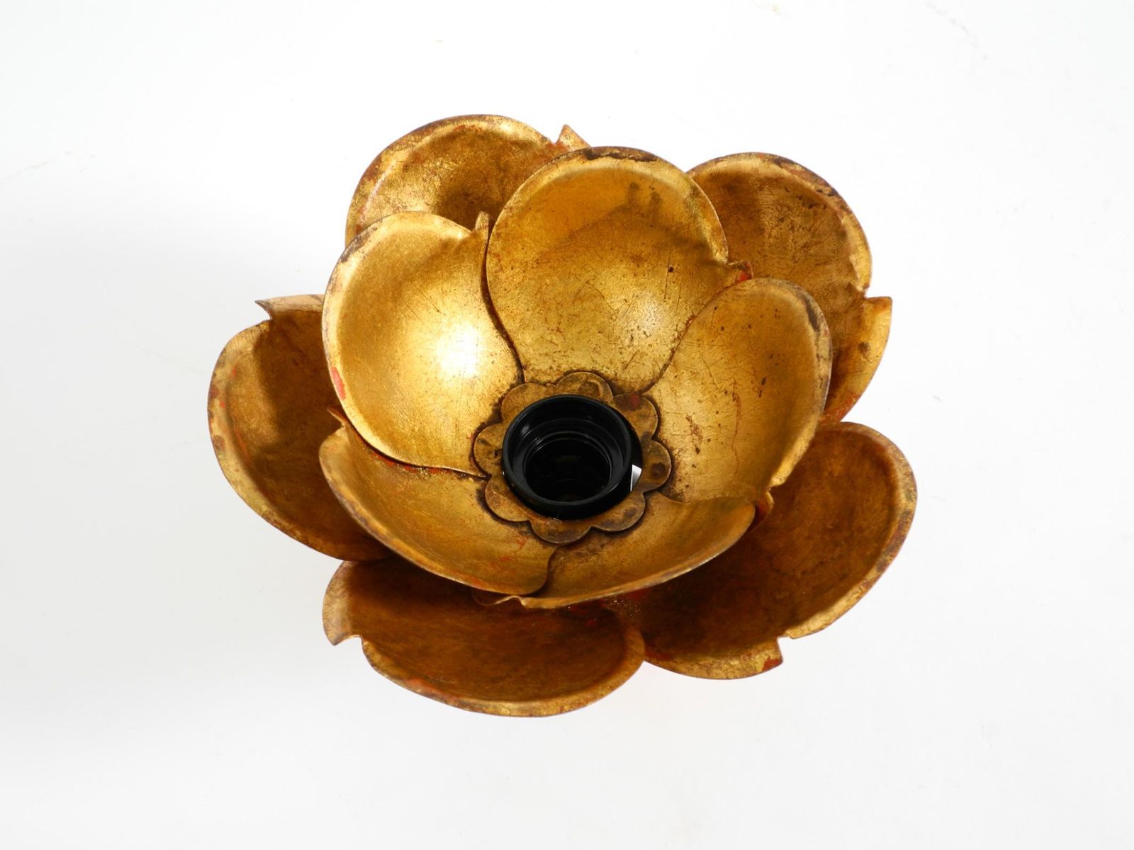 photo vintage Beautiful, Large Gilded Wall Lamp, "Water Lily" Italy, 1960s