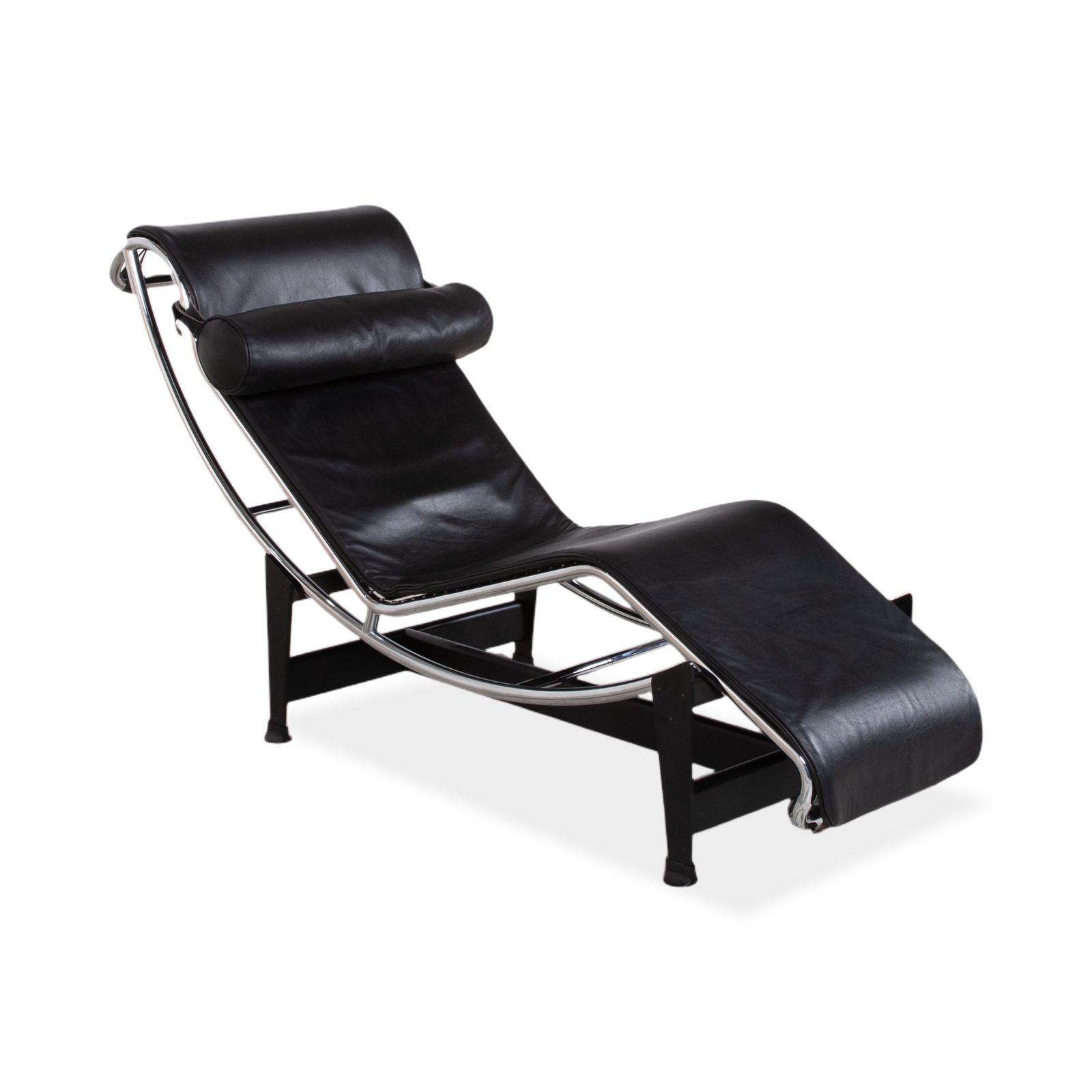 Cassina Le Corbusier Lc 4 Leather Chaise Lounge Black Bauhaus photo for sale