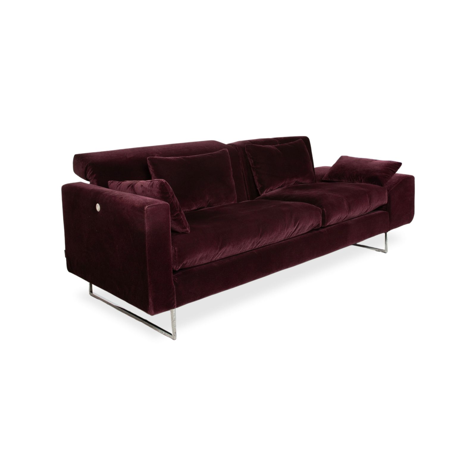 Brühl Embrace driezitsbank, velours fluweel, chroom, violet, aubergine, paars, manuele functie photo for sale