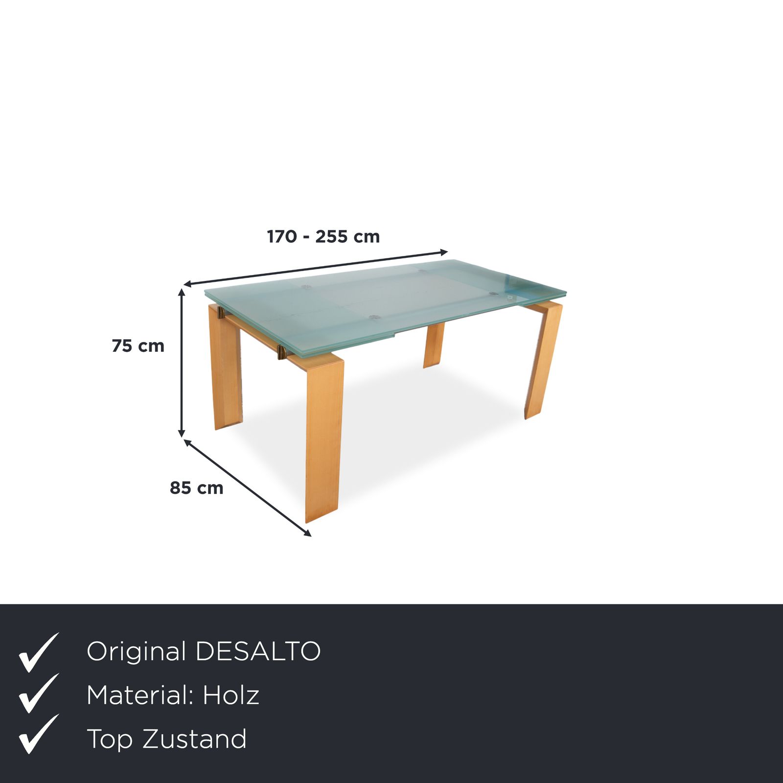 Table à manger Desalto Stilt en bois et verre, fonction d'extension manuelle photo furniture