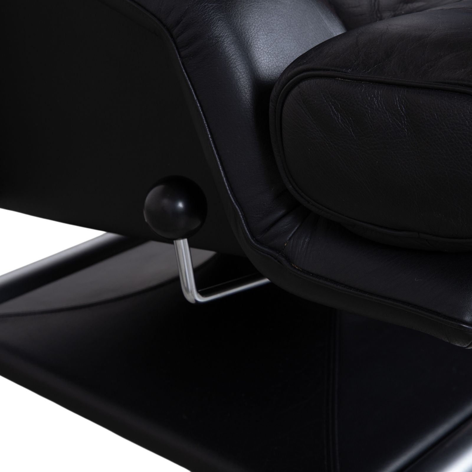 Ensemble fauteuil Rolf Benz 6500 en cuir noir, métal noir photo vintage