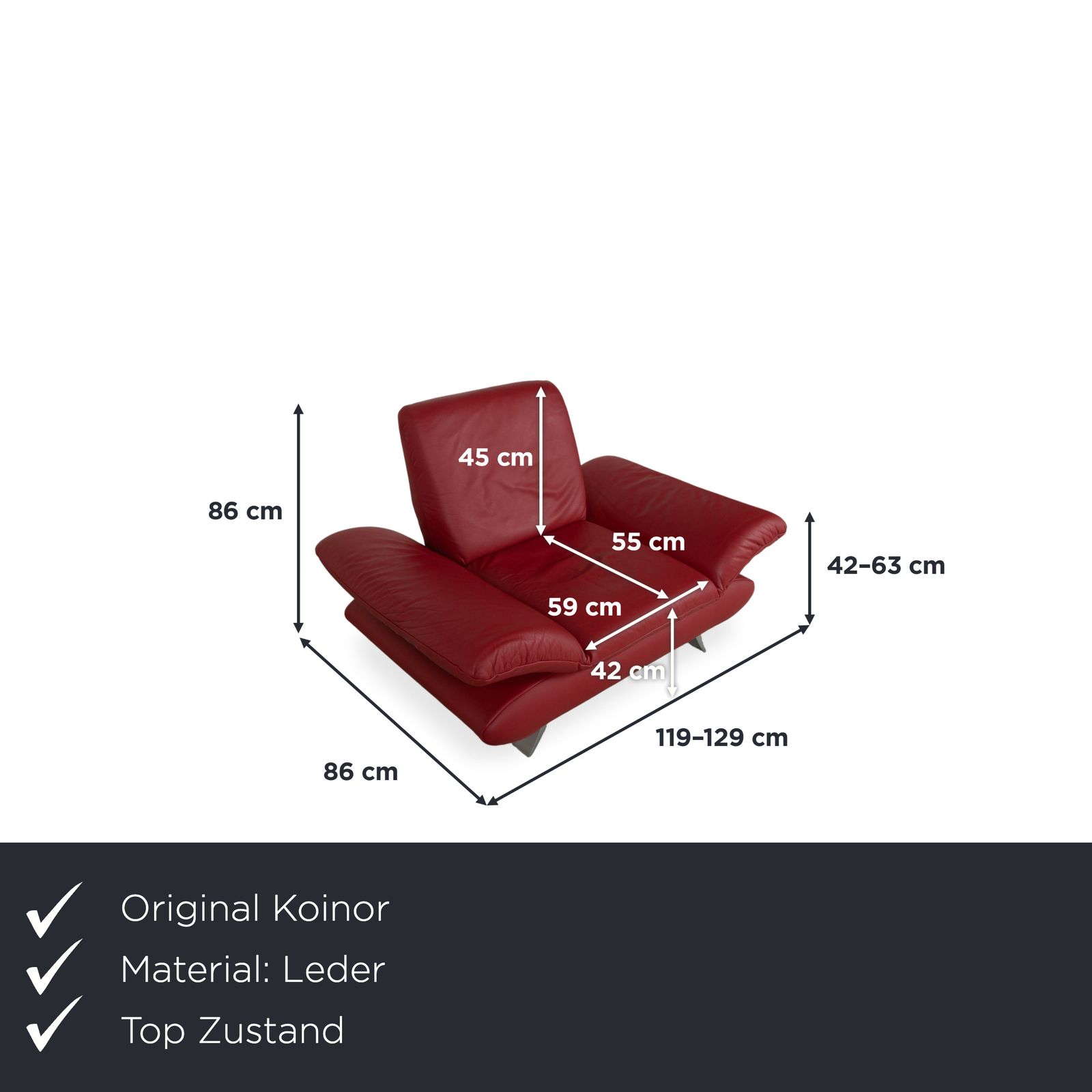 Koinor Rossini Leather Armchair Red Manual Function photo furniture