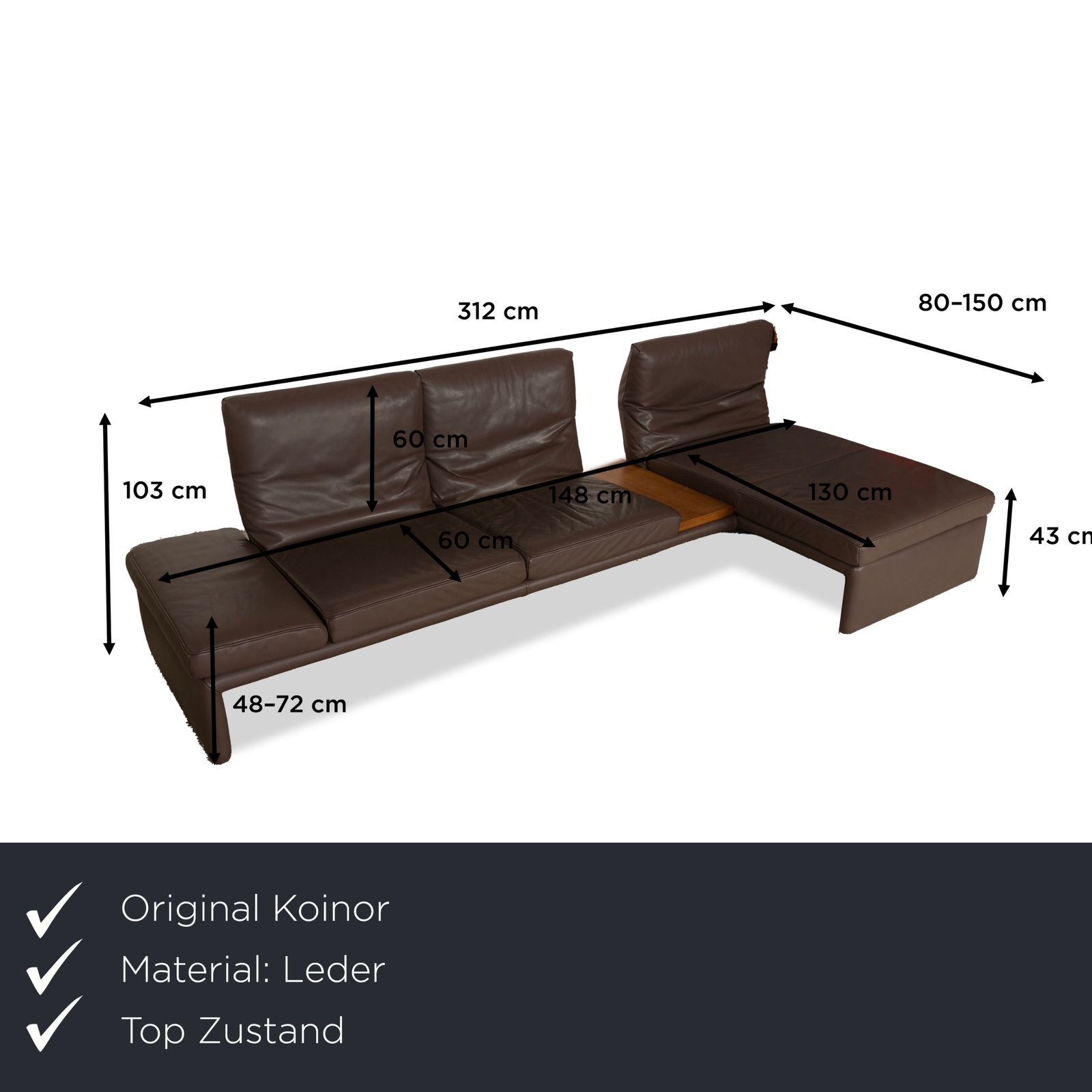 Canapé d'angle Koinor Raoul en cuir, marron gris photo furniture
