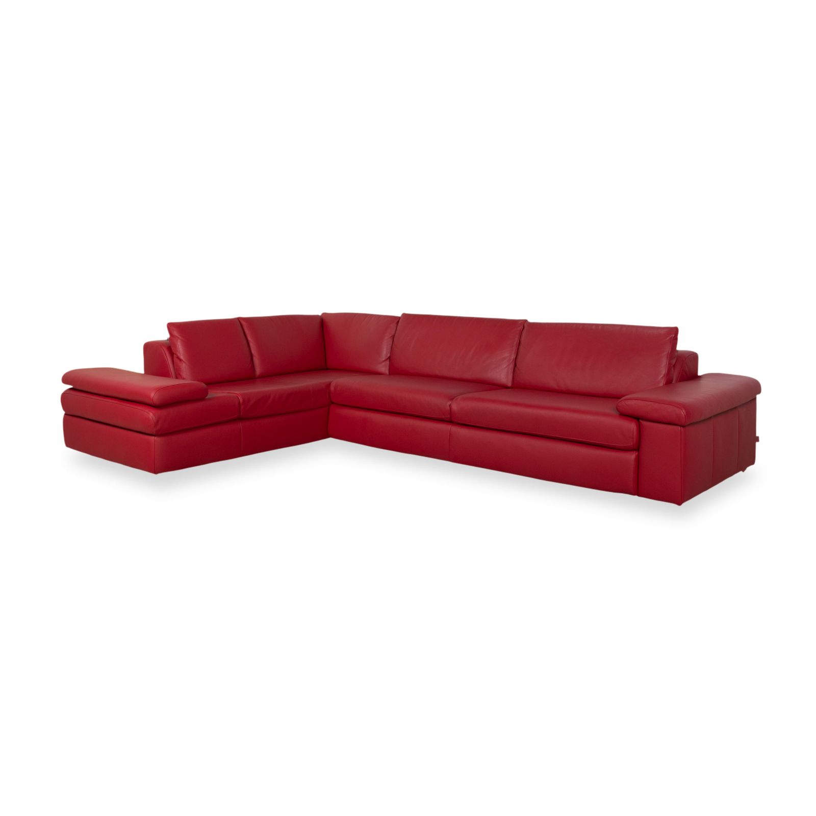 Willi Schillig Leather Corner Sofa Red Manual Function photo for sale