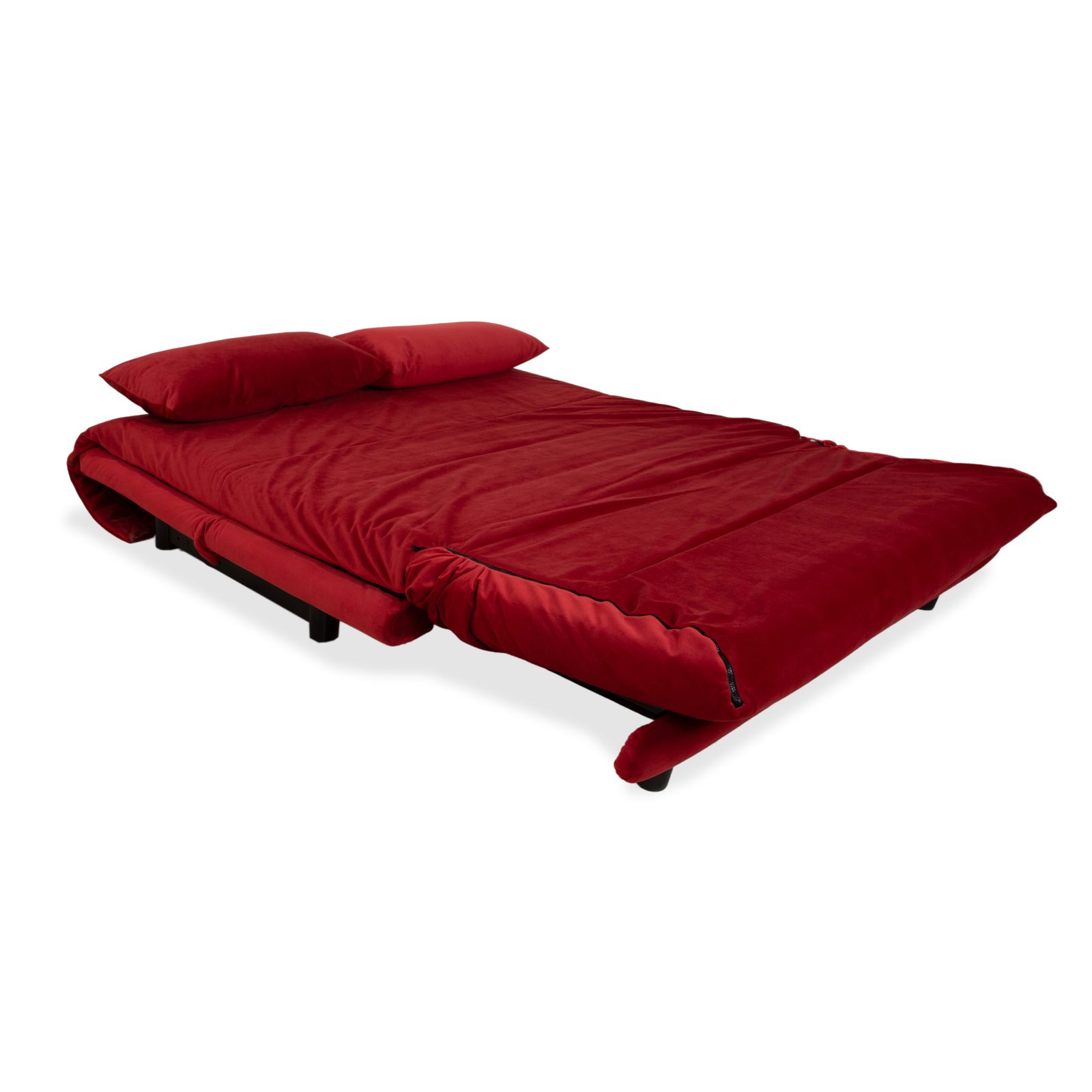 Ligne Roset Multy driezitter, rode stof, zwart frame, manuele slaapfunctie, opnieuw bekleed photo Meubels