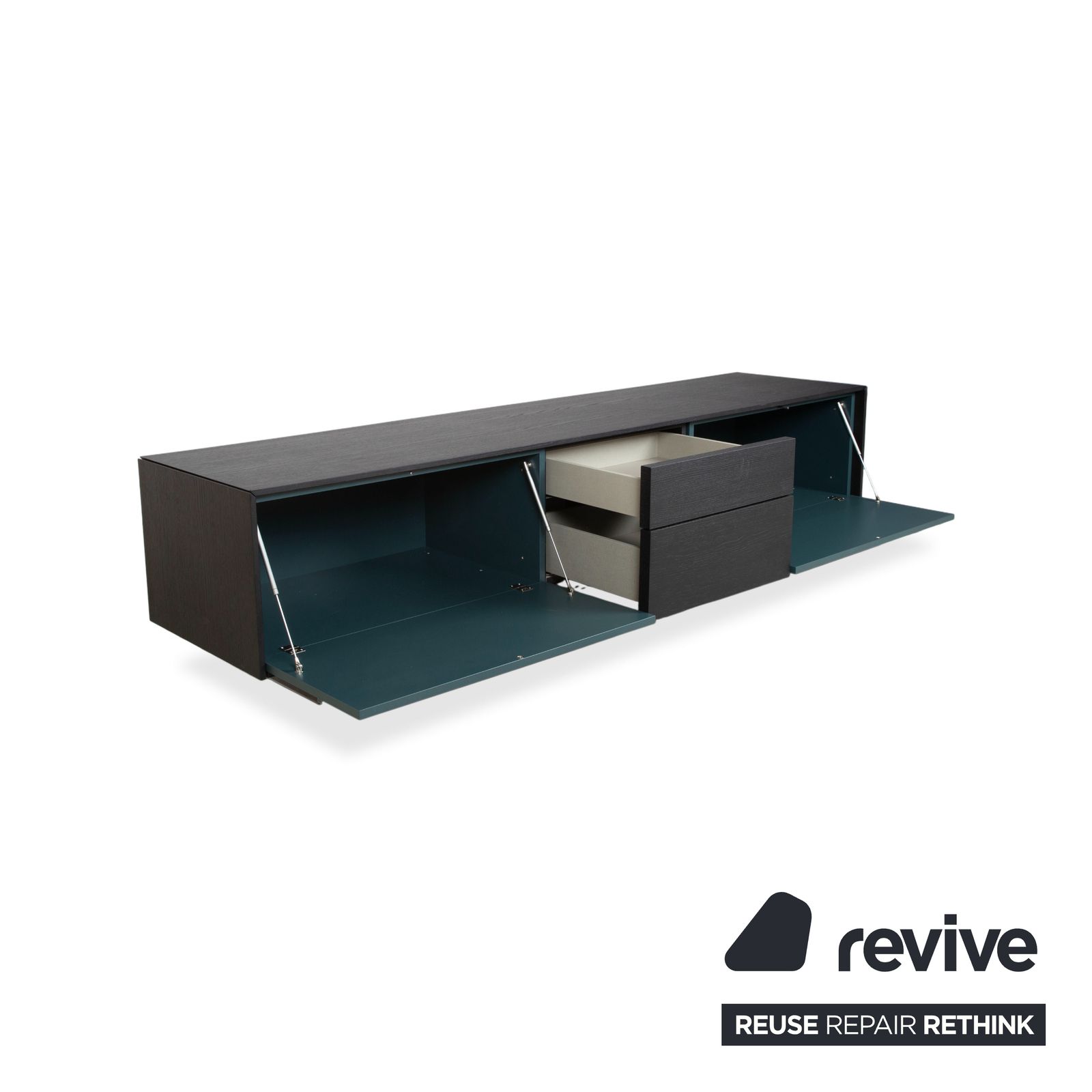 San Giacomo Lampo houten dressoir zwart bruin petrolgroen lowboard photo Meubels