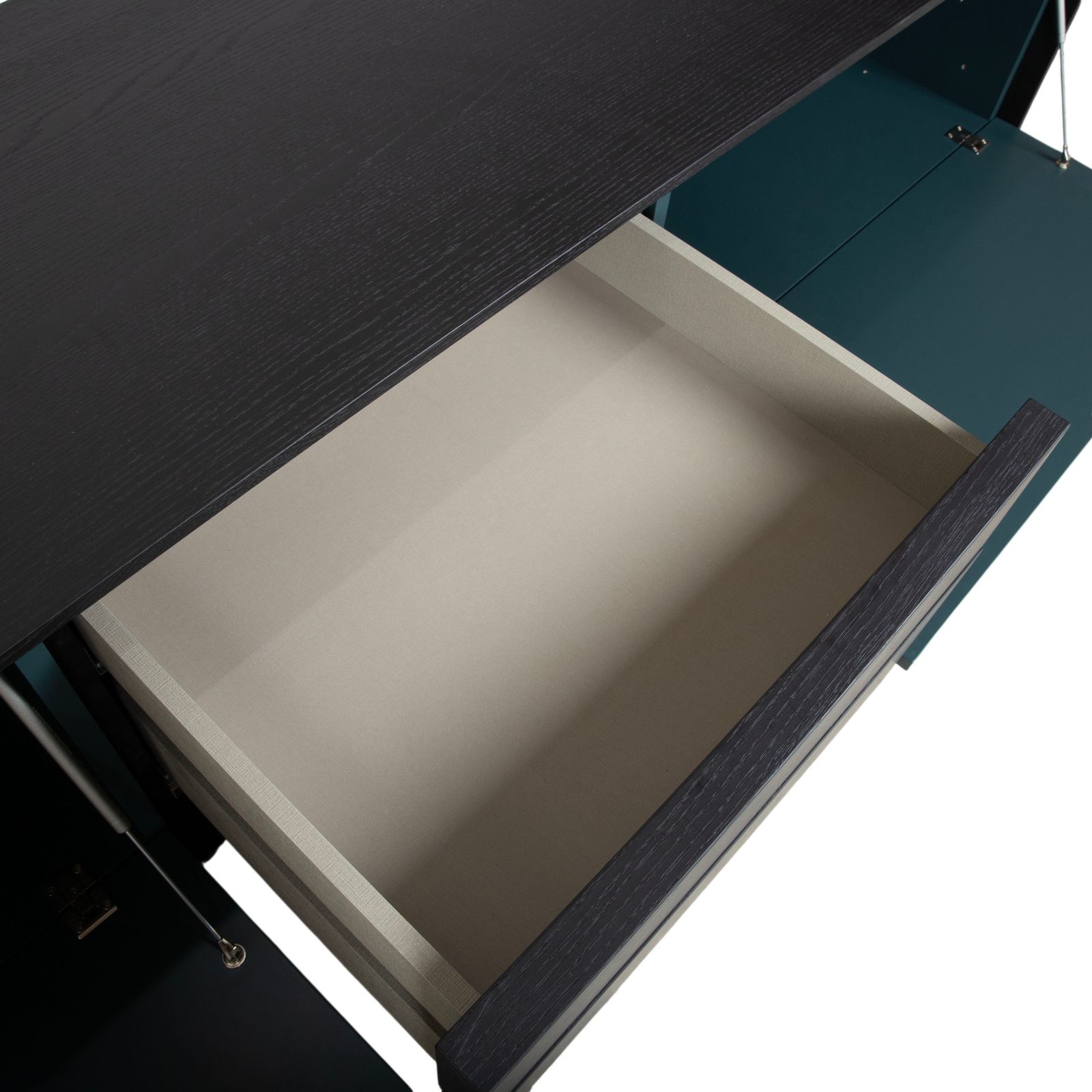 San Giacomo Lampo houten dressoir zwart bruin petrolgroen lowboard photo buy