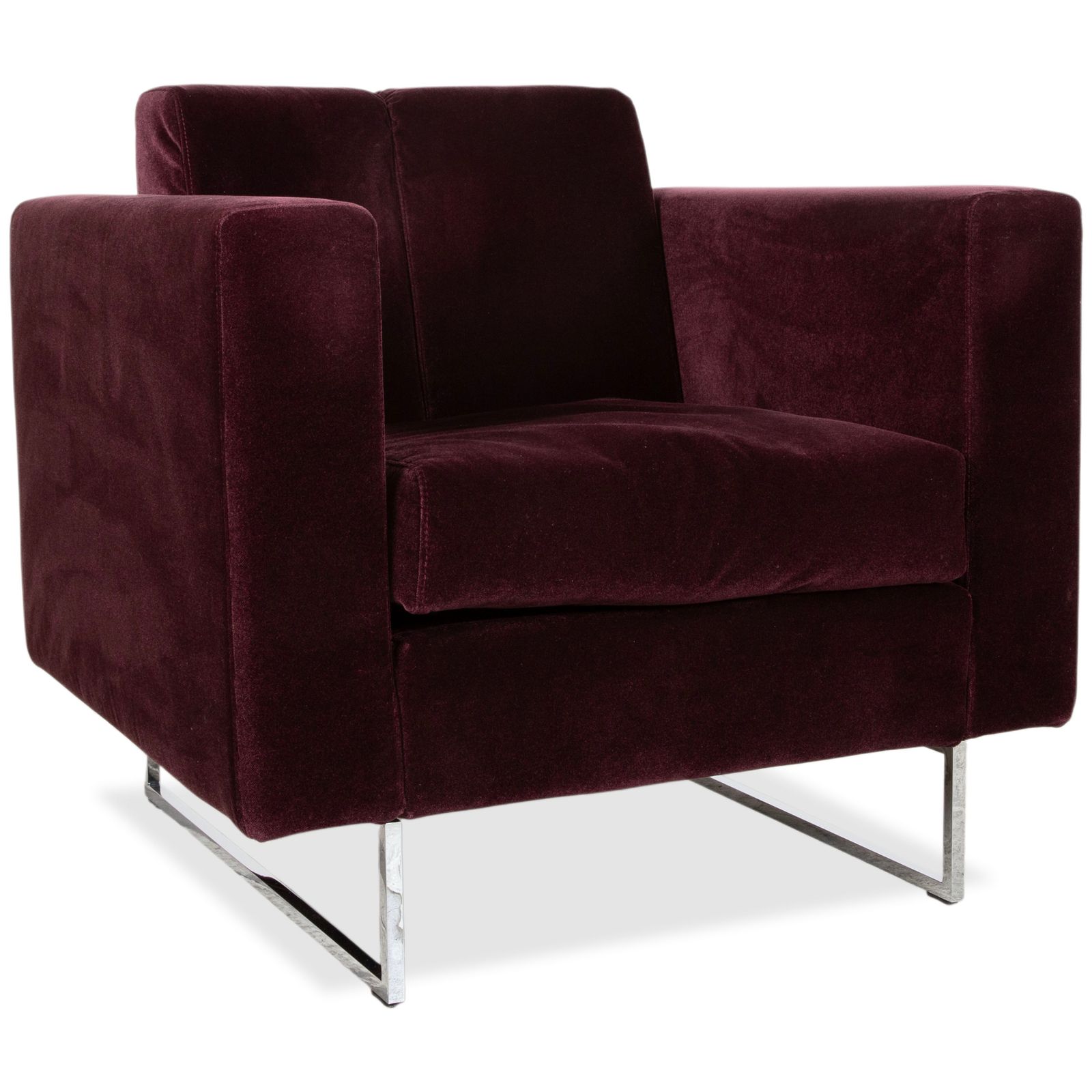 Fauteuil Brühl Embrace en tissu, chrome, velours, velvet, violet, aubergine, fonction manuelle