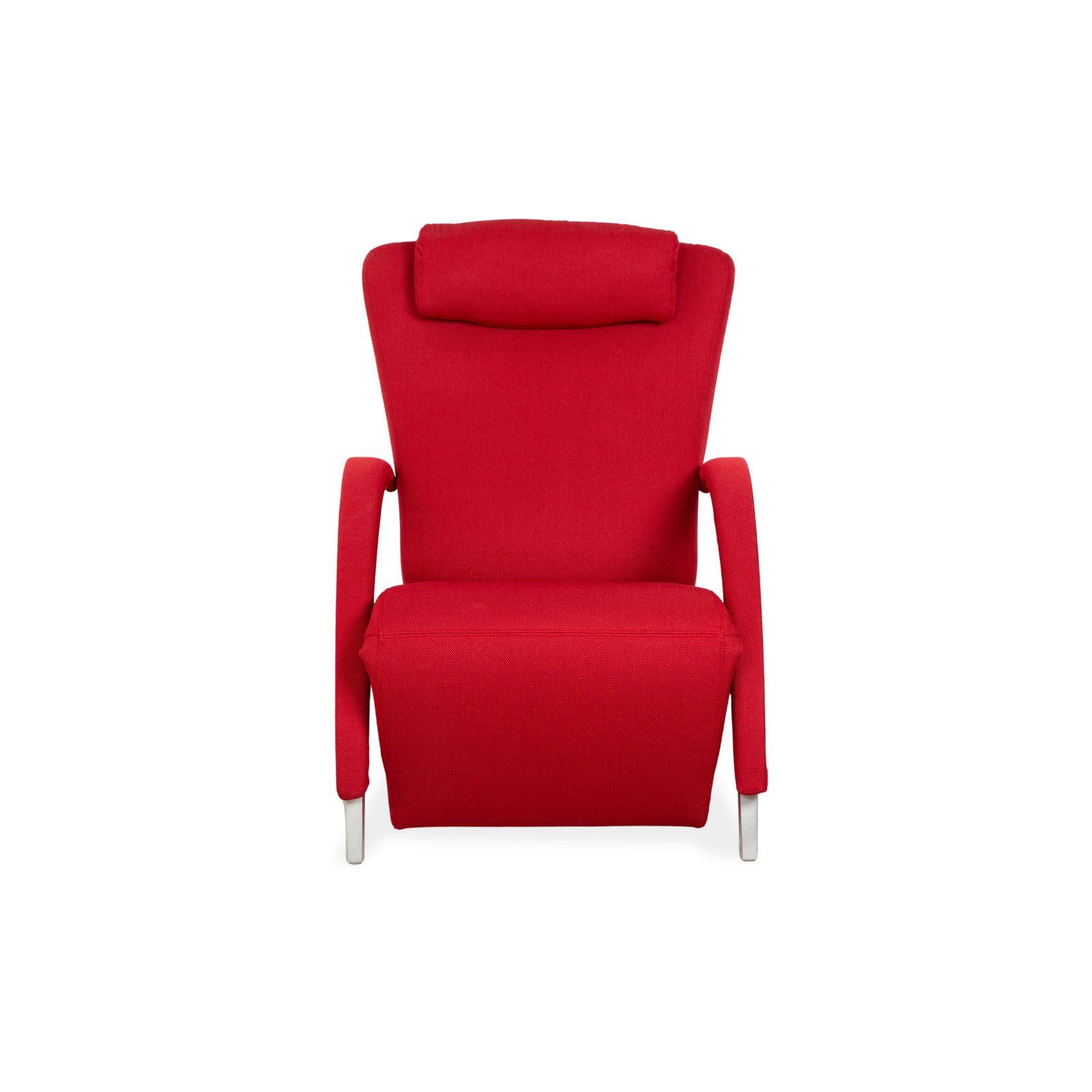 photo furniture Fauteuil Rolf Benz 3100 en tissu rouge et argent, fonction manuelle, retapissé