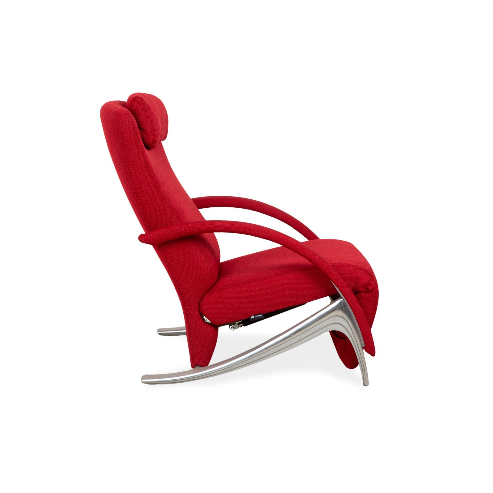 photo for sale Fauteuil Rolf Benz 3100 en tissu rouge et argent, fonction manuelle, retapissé