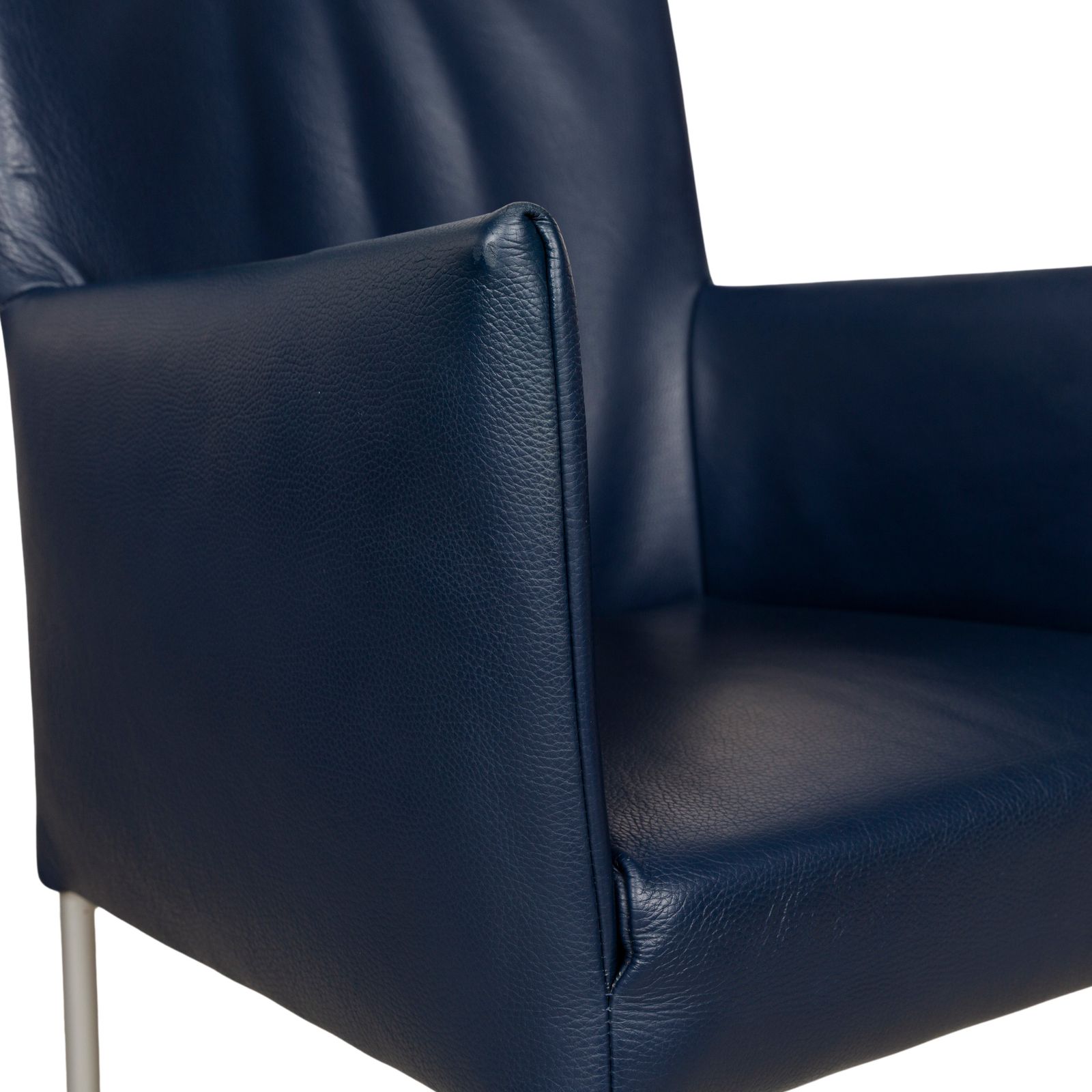 Set van 8 Bert Plantagie Arc E Leren Stoel Blauw Eetkamer photo for sale