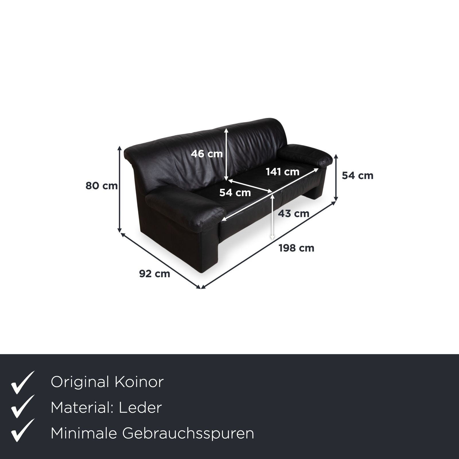 Canapé 3 places Koinor en cuir noir photo furniture