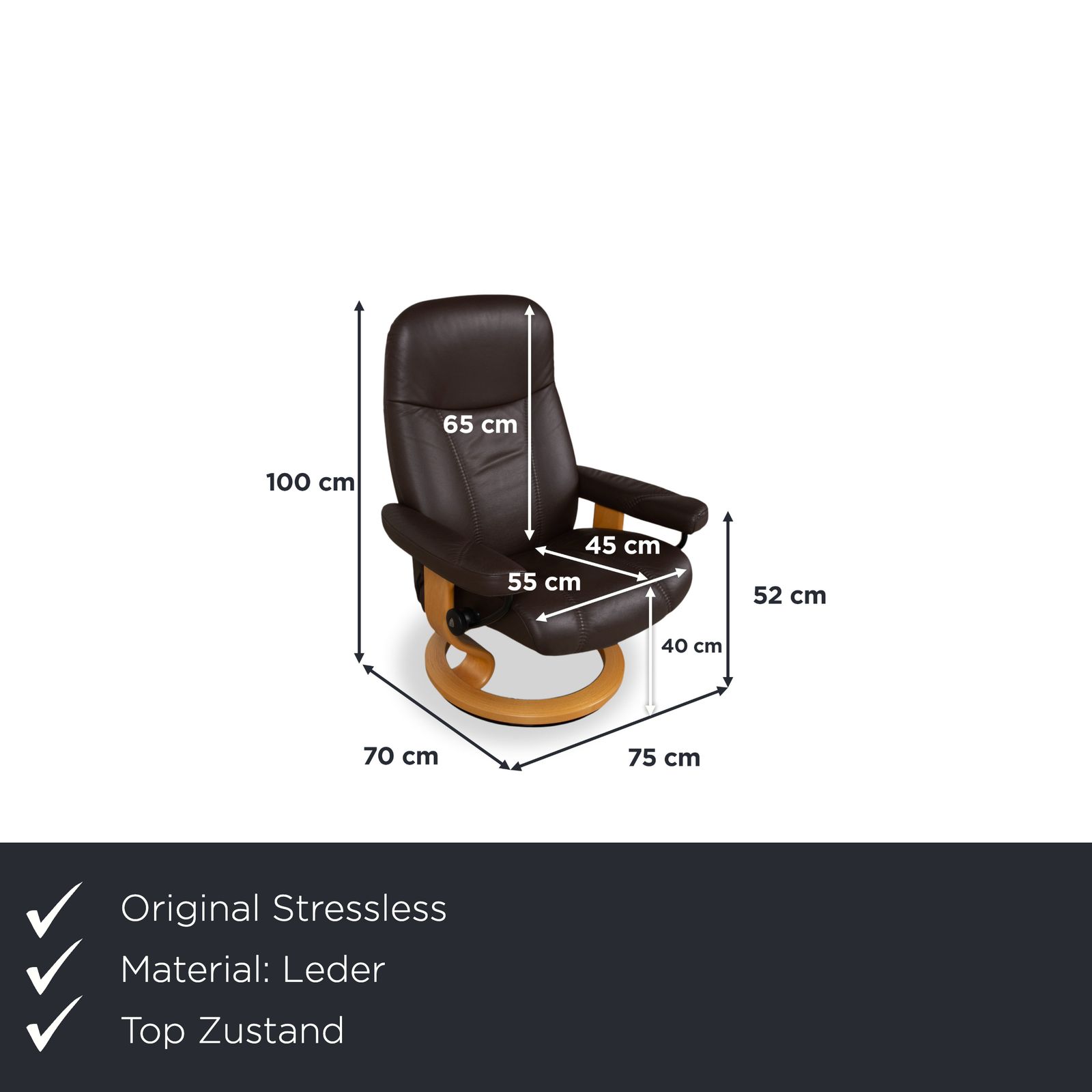 Stressless Consul Fauteuil Set, Leer en Hout, Bruin Mokka, met Kantelfunctie photo furniture
